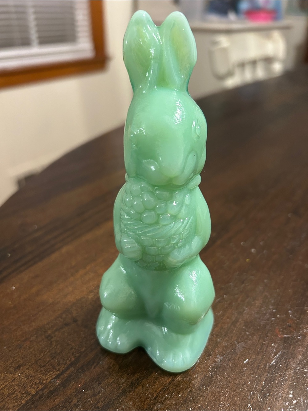 Mosser Glass Jadeite Bunny Rabbit with Basket
